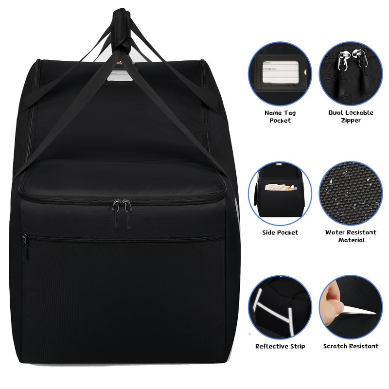 SINVICKO Infant Car Seat Travel Bag for Airplane Compatible with All Nuna Pipa Car Seat and Base,Chicco KeyFit 30 and Base, Padded Car Seat Bags for Air Travel,Car Seat Gate Check Bag with Side Pocket, Black - Image 3
