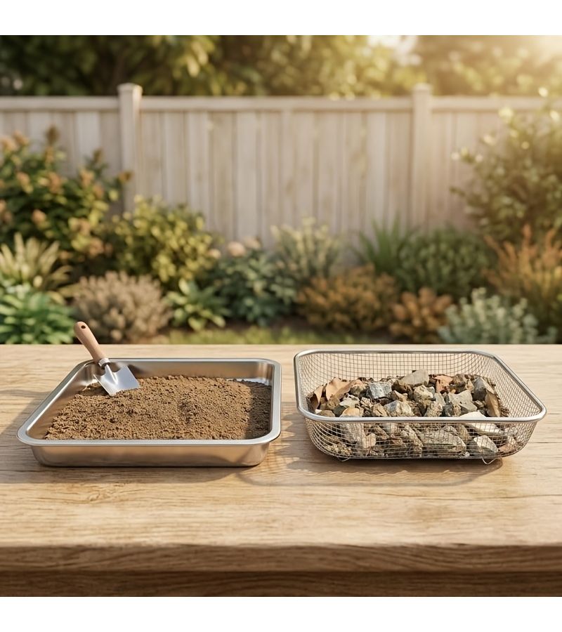 2Pcs Stainless Steel Colander Garden Sieve Tray Set for Soil Compost Sand Filtration - Image 5