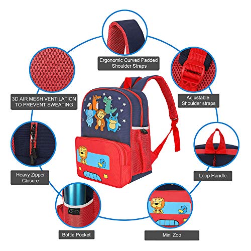 Frantic Kids Soft Cartoon Animal Travelling School Bag Soft Plush Velvet Standard Backpack Baby Girls Boys For 2 To 5 Years Baby/Boys/Girls Nursery, Picnic,Preschool(Pu Red Little Tiger) Medium - Image 4
