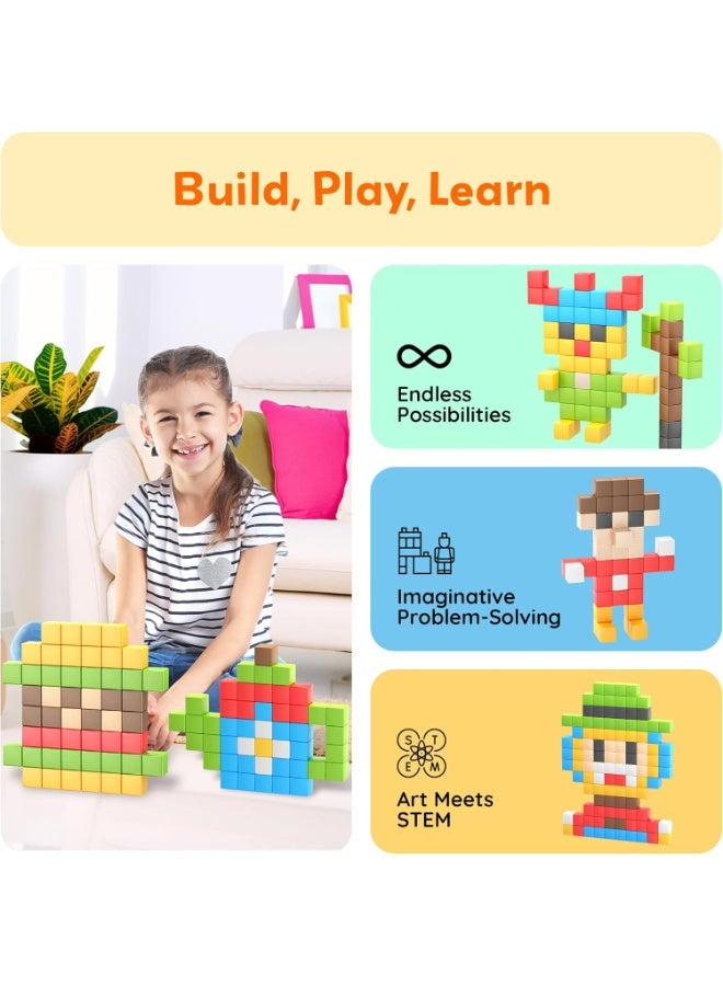 PicassoTiles مكعبات بيكاسو تايلز المغناطيسية 108 قطعة | ألعاب STEM | مجموعة ألعاب تعليمية | كتل تكديس | تعزز مهارات حل المشكلات والمهارات الحركية الدقيقة | تحسن التنسيق والإبداع | هدية للأطفال والرضع | مجموعة بناء لتطوير عقل الطفل - Image 4