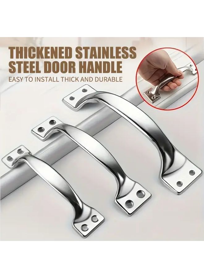 Set Of 8 6 Inch Stainless Steel Door Handles Easy Lock Switch For Barn Doors Iron Doors Home And Farm Use - Image 1