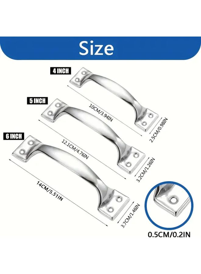 Set Of 8 6 Inch Stainless Steel Door Handles Easy Lock Switch For Barn Doors Iron Doors Home And Farm Use - Image 2