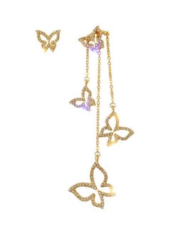 Butterfly Designed Rhinestone Studded Dangle Earrings