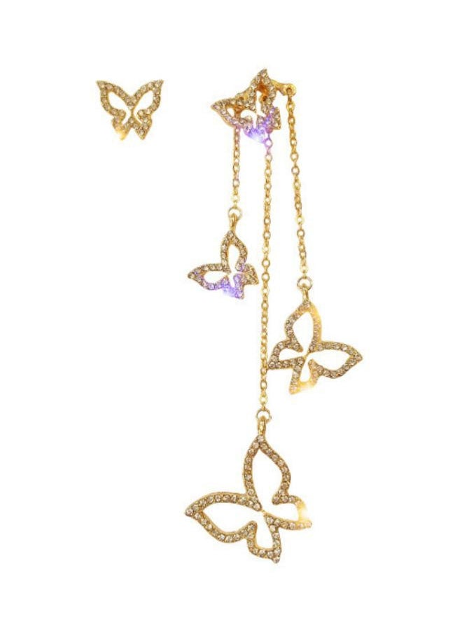 NIBEMINENT - Butterfly Designed Rhinestone Studded Dangle Earrings - Image 1