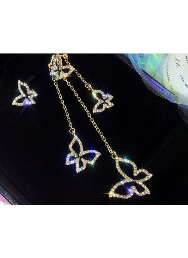 NIBEMINENT - Butterfly Designed Rhinestone Studded Dangle Earrings - Image 1
