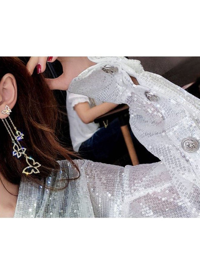 NIBEMINENT - Butterfly Designed Rhinestone Studded Dangle Earrings - Image 1