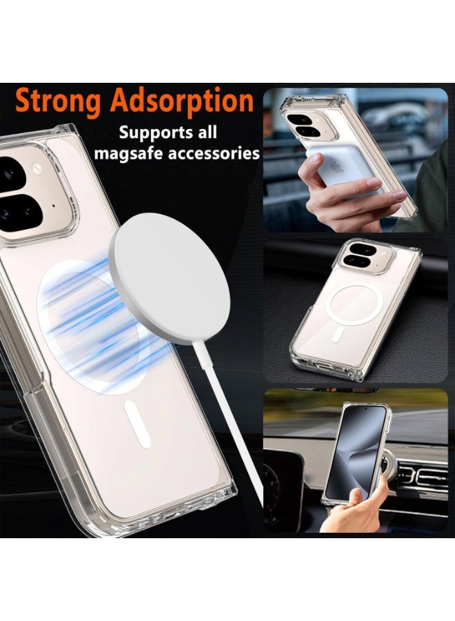 Muzz Magnetic for Google Pixel 10 Pro Fold Case Compatible with Mag-Safe and Pixelsnap Slim Thin Transparent Back Cover Non-Yellowing Shockproof Phone Case for Google Pixel 10 Pro Fold Clear - Image 3