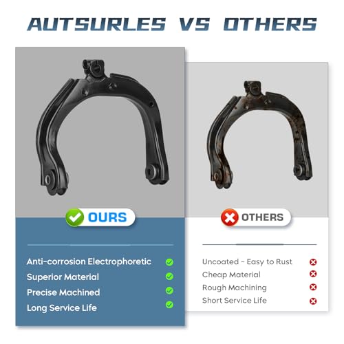 Autsurles Front Upper Control Arms Assembly Passenger Driver Side with Upper Lower Ball Joint Suspension Kit for Buick Rainier 2004-2007 for Chevrolet SSR Trailblazer EXT for GMC Envoy XL XUV for Isuzu Ascender - Image 3