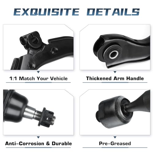 Autsurles Front Upper Control Arms Assembly Passenger Driver Side with Upper Lower Ball Joint Suspension Kit for Buick Rainier 2004-2007 for Chevrolet SSR Trailblazer EXT for GMC Envoy XL XUV for Isuzu Ascender - Image 5