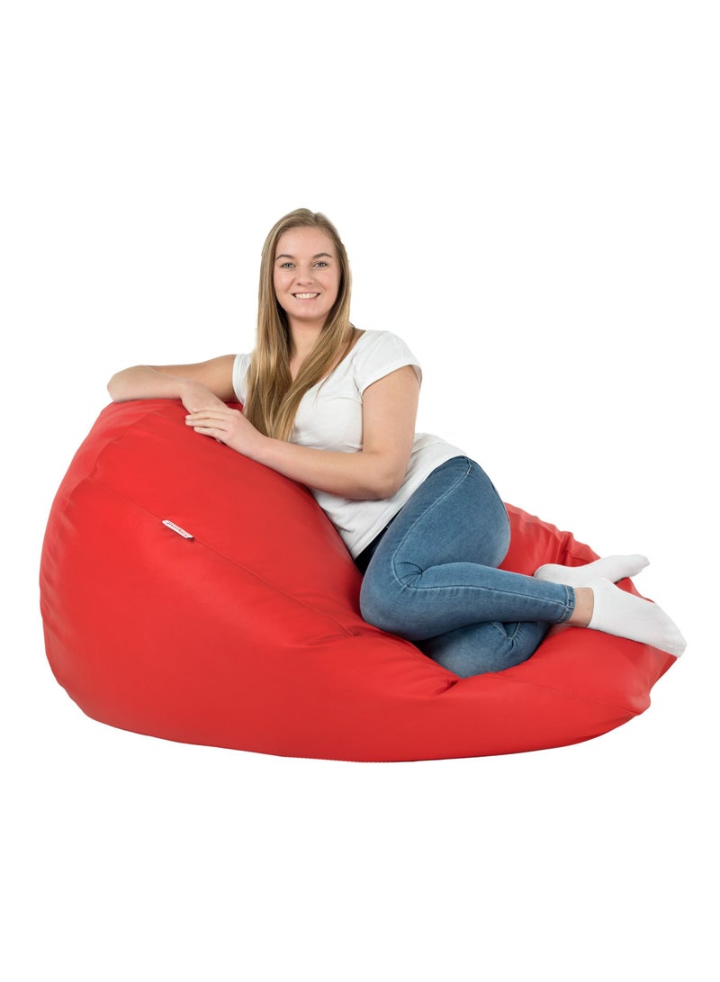 Comfy Pvc Classic Red Large Adult Bean Bag With Bouncy Virgin Beans Filling - Image 2