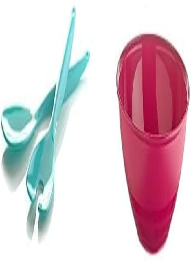 m-design Salad spoons - 2 pcs set (teal) + Small mixing bowl - fuchsia 