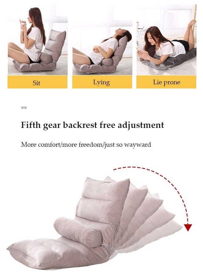 Foldable floor chair, lazy sofa, tatami lounge chair, sofa rest cushion backrest, with lumbar pillow, adjustable 5 angles, suitable for bedrooms, living rooms, offices, balconies ﻿
