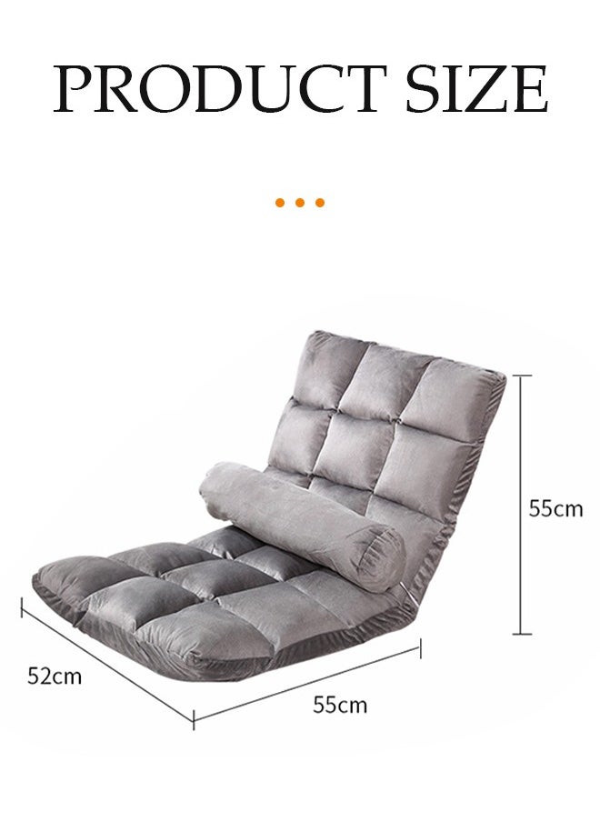 Foldable floor chair, lazy sofa, tatami lounge chair, sofa rest cushion backrest, with lumbar pillow, adjustable 5 angles, suitable for bedrooms, living rooms, offices, balconies ﻿