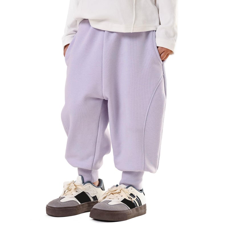MINI PANDA Toddler Cotton Pull On Joggerï¼ŒFashion Little Girl Pants Lilac Purple - Image 1