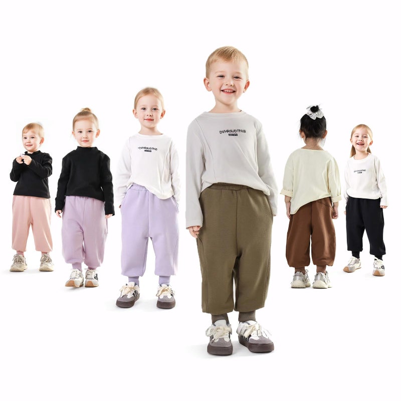 MINI PANDA Toddler Cotton Pull On Joggerï¼ŒFashion Little Girl Pants Lilac Purple - Image 4