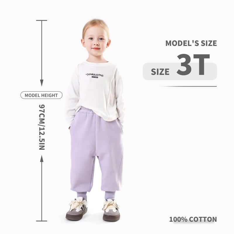 MINI PANDA Toddler Cotton Pull On Joggerï¼ŒFashion Little Girl Pants Lilac Purple - Image 2