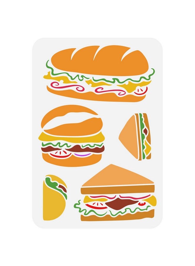 FINGERINSPIRE قالب طعام سريع للرسم 11.7X8.3 بوصة قالب همبرغر مجوف للحرف اليدوية السندويشات قوالب بلاستيكية للحيوانات الأليفة رسم برجر تشيز برجر لقالب الجدران والأرضيات والكانفاس - Image 1