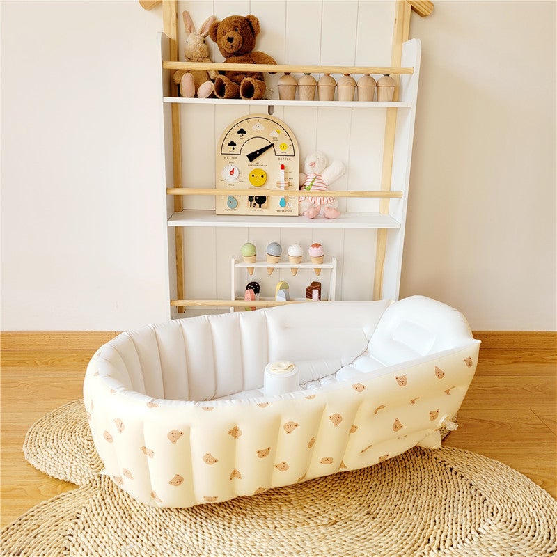Portable Baby Bath Tub Out Bath Bucket Inflatable Folding Bathtub Large Baby Game Pool Seat - Image 4