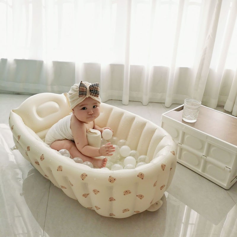 Portable Baby Bath Tub Out Bath Bucket Inflatable Folding Bathtub Large Baby Game Pool Seat - Image 2