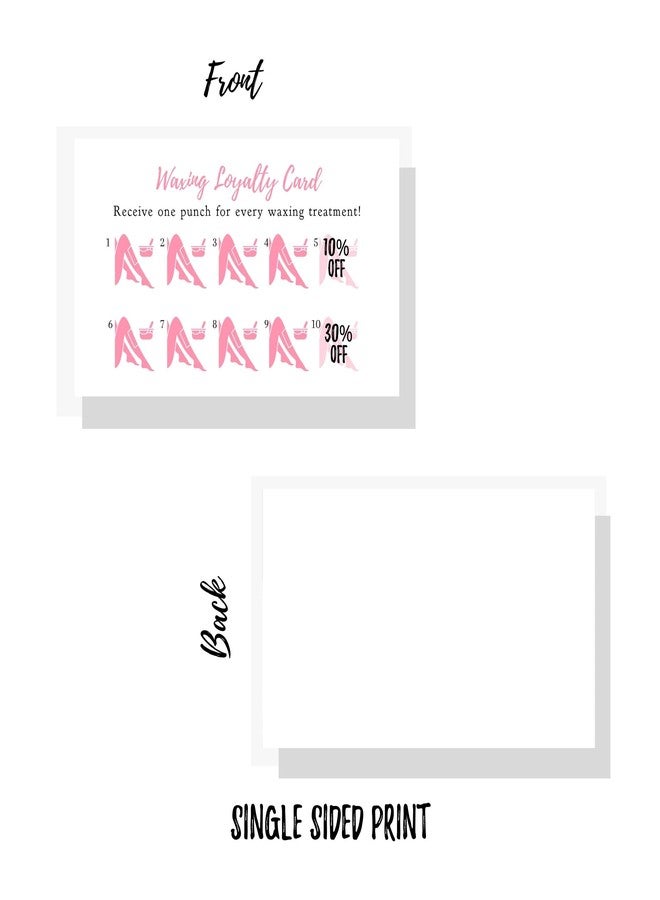 Lashicorn Waxing Loyalty Discount Punch Card | 50 Pack | White & Pink Business Card Size | Wax Skin Business Estheticians - Image 3
