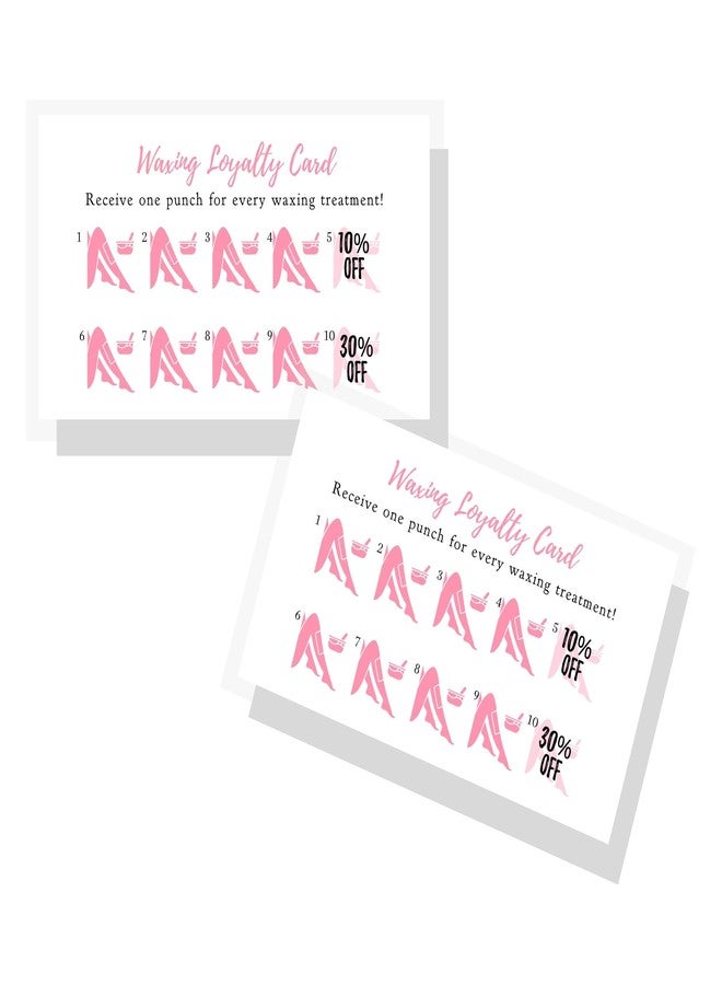 Lashicorn Waxing Loyalty Discount Punch Card | 50 Pack | White & Pink Business Card Size | Wax Skin Business Estheticians - Image 1