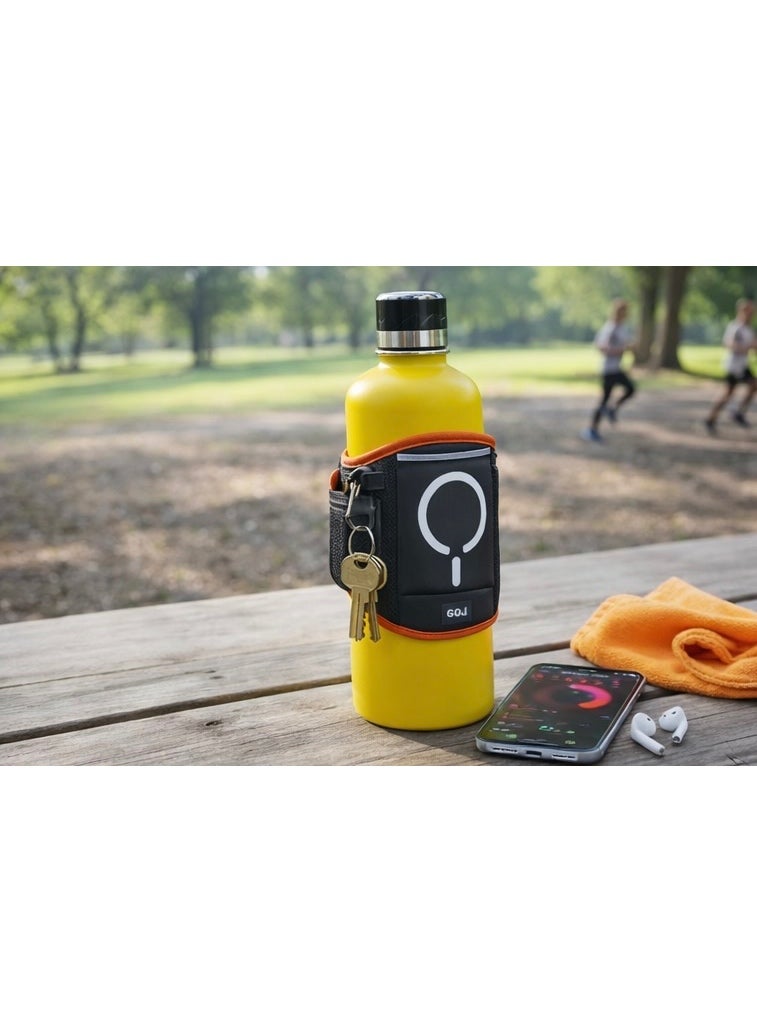 GOJI Magnetic Water Bottle Storage Bag with Built-in Battery Charger, Portable Bottle Pouch with Magnetic Hold & Key Pocket – For Gym, Cycling, Running & Outdoor Use - Image 1