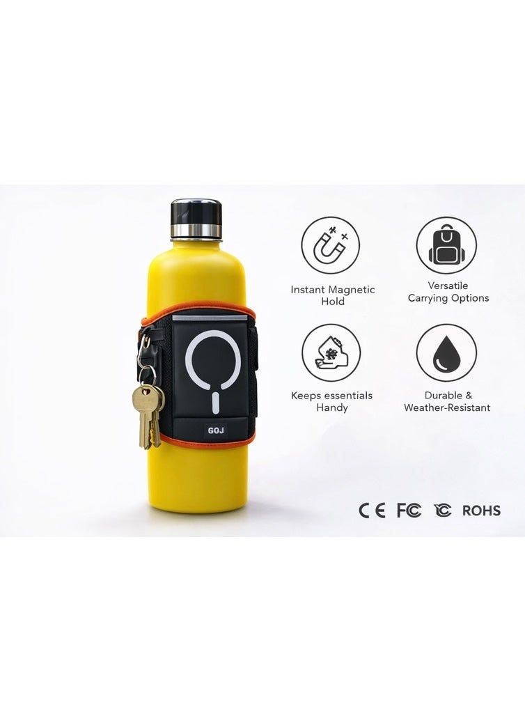 GOJI Magnetic Water Bottle Storage Bag with Built-in Battery Charger, Portable Bottle Pouch with Magnetic Hold & Key Pocket – For Gym, Cycling, Running & Outdoor Use - Image 4