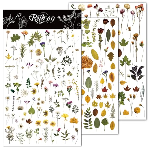 CATaireen Rub on Transfers for Crafts Vintage Scrapbooking Stickers Small Decals Adults Journaling DIY Supplies Use for Fabric Paper Wood Stone Canvas Acrylic Cloth Dried Flower - Image 1