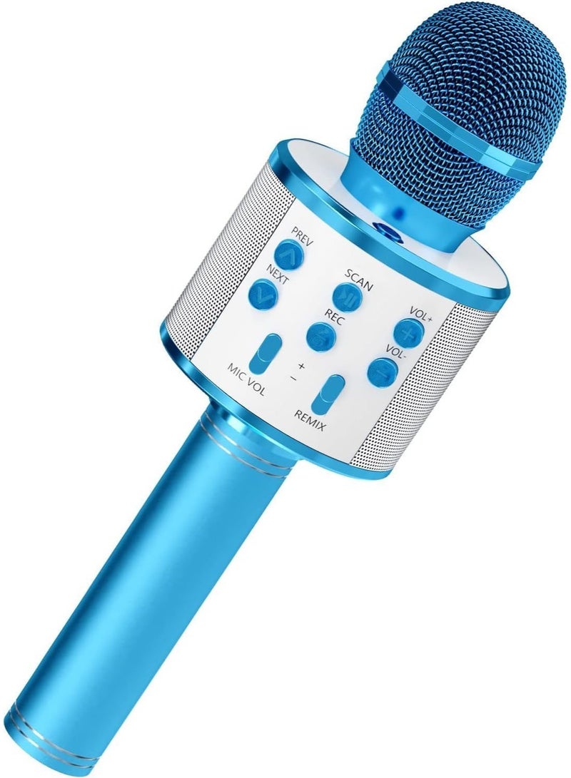 Kids Microphone for Singing, Wireless Bluetooth Karaoke Microphone for Adults, Portable Handheld Karaoke Machine, Toys for Boys and Girls Gift for Birthday Party (Blue). - Image 1