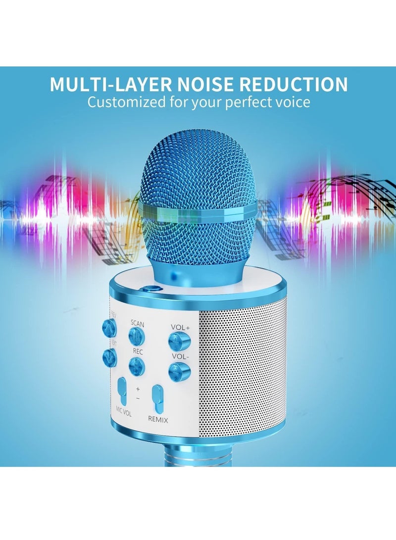 Kids Microphone for Singing, Wireless Bluetooth Karaoke Microphone for Adults, Portable Handheld Karaoke Machine, Toys for Boys and Girls Gift for Birthday Party (Blue). - Image 5