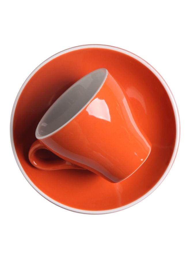 Sharpdo Glazed Ceramic Coffee Cup And Dish Orange Saucer(12.5x12.5)cm - Image 2