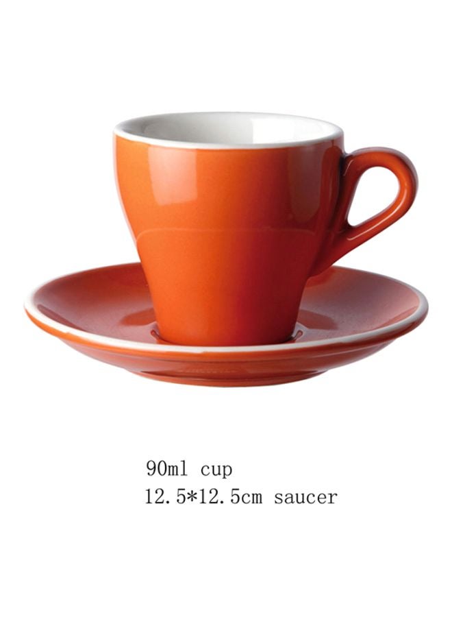 Sharpdo Glazed Ceramic Coffee Cup And Dish Orange Saucer(12.5x12.5)cm - Image 3