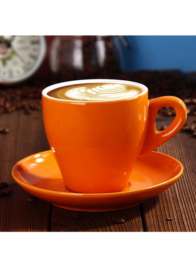 Sharpdo Glazed Ceramic Coffee Cup And Dish Orange Saucer(12.5x12.5)cm - Image 4
