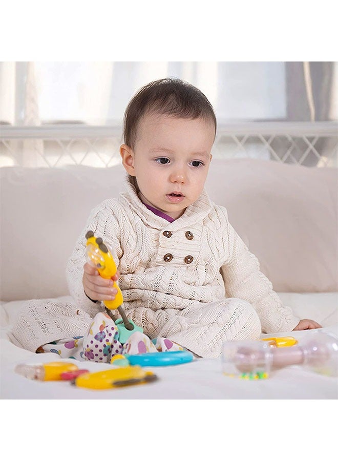 YelaJoy Rattle Baby Toys,13 Pieces Baby Teething Toys,0-12 Months, Baby Rattles Shaker with Storage Box,BPA-Free Newborn Toys Grip Toys,Baby Sensory Toys Gift(Blue)  - Image 3