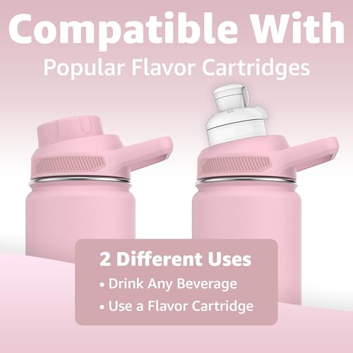 Chill Oasis Water Bottle Compatible With Popular Flavor Cartridges BPA Free Leak Proof DoubleWalled Vacuum Insulated Stainless Steel and Dishwasher Safe Cold for 24 Hours Pink 22oz - Image 3