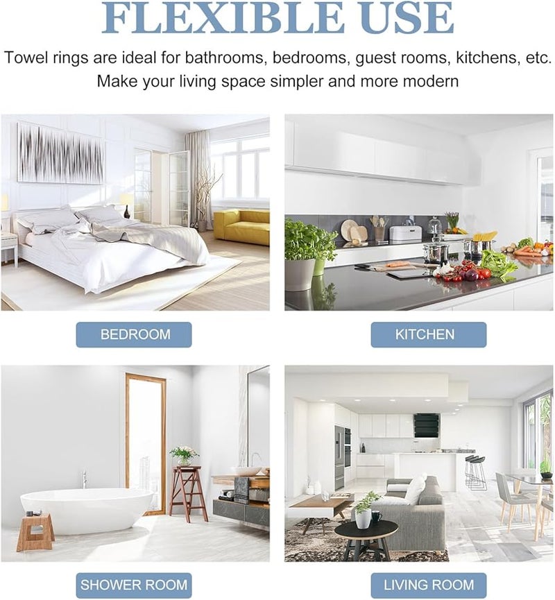 Matte Black Stainless Steel Towel Ring Wall Mounted Rustproof Bathroom Hand Towel Holder - Image 5