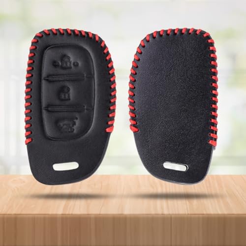 KEYCEPT Classic Leather for Hyundai Creta | Venue | Alcazar | Elantra | i20 | Tucson | N Line | EV and Facelift Models for 3 Button smart Key with Keychain (Type 3). - Image 5