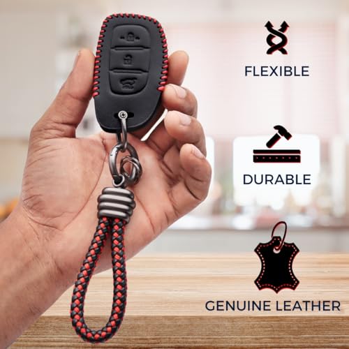 KEYCEPT Classic Leather for Hyundai Creta | Venue | Alcazar | Elantra | i20 | Tucson | N Line | EV and Facelift Models for 3 Button smart Key with Keychain (Type 3). - Image 3