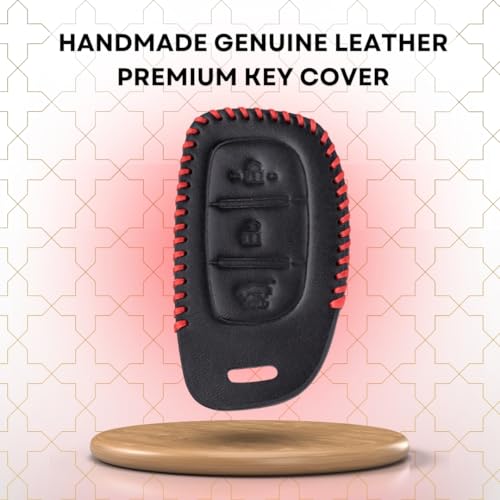 KEYCEPT Classic Leather for Hyundai Creta | Venue | Alcazar | Elantra | i20 | Tucson | N Line | EV and Facelift Models for 3 Button smart Key with Keychain (Type 3). - Image 2