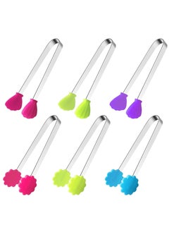 Y&D 6PCS Silicone Mini Tongs, 5Inch Hand Shape Food Colourful Small Kids Kitchen Tongs for Serving Food, Ice Cube, Fruits, Sugar, Barbecue  - Image 1
