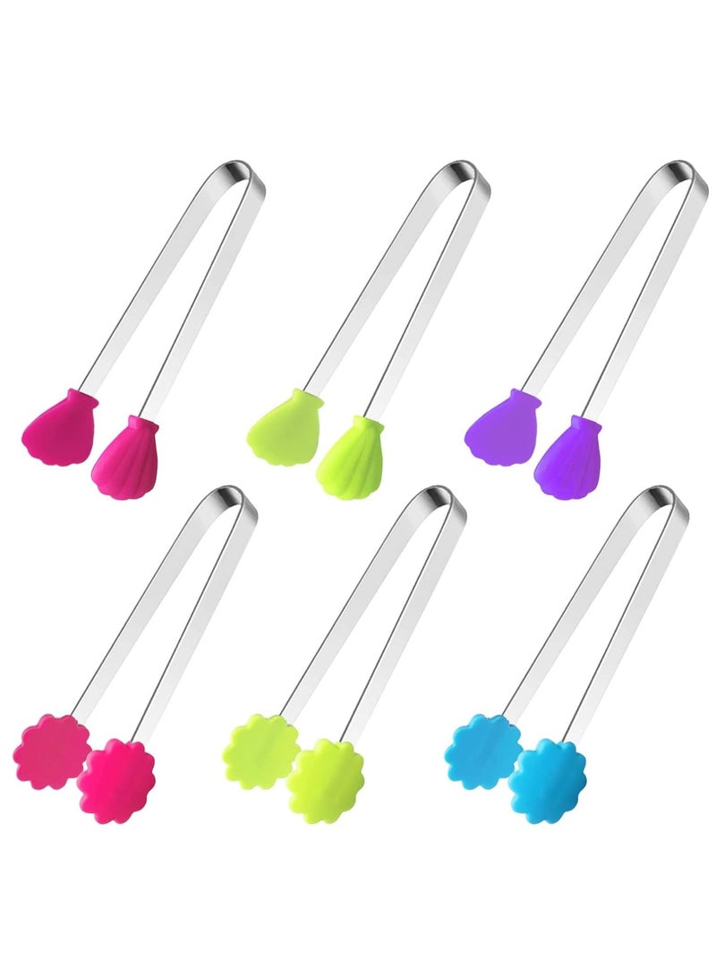 Y&D 6PCS Silicone Mini Tongs, 5Inch Hand Shape Food Colourful Small Kids Kitchen Tongs for Serving Food, Ice Cube, Fruits, Sugar, Barbecue  - Image 1