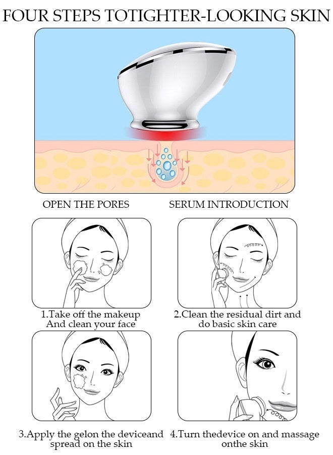 DUNISO 2 IN 1 Electric Face Deep Cleansing Brush Spin Pore Cleaner Face Wash Machine Facial Massager Skin Care tools Electric Eye Beauty Device Heating and Vibration Facial Massage Beauty Device - Image 4