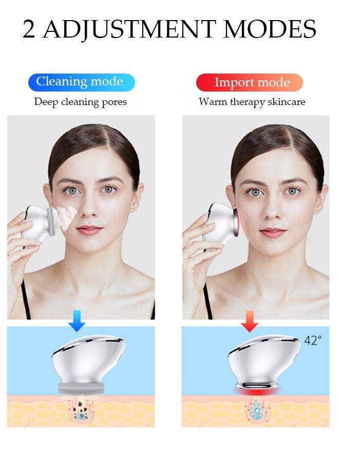 DUNISO 2 IN 1 Electric Face Deep Cleansing Brush Spin Pore Cleaner Face Wash Machine Facial Massager Skin Care tools Electric Eye Beauty Device Heating and Vibration Facial Massage Beauty Device - Image 2