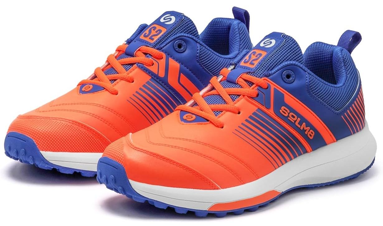 S2 Cricket Shoes Men Boys Junior Players - Advanced Grip Rubber Spikes for Turf/Grass, Ultralight Cushioning in Bright Colors (2025 Edition)