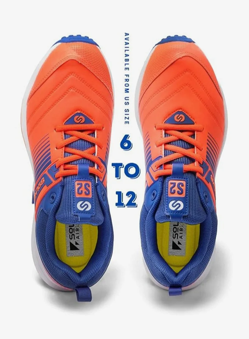 Solm8 Orange Blue S2 Unisex Cricket Shoes with Advanced Rubber Spikes  | Best Price UAE