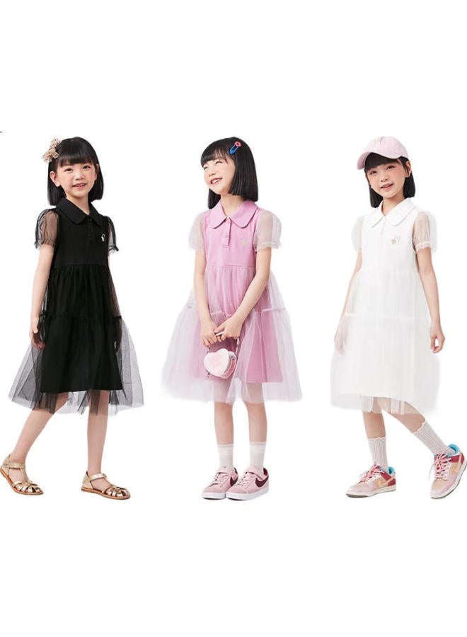 Qq Duck Girls' Dress, Children'S Princess Dress, Student And Teen Clothing, Puff Sleeve, Black, Size 150 - Image 1