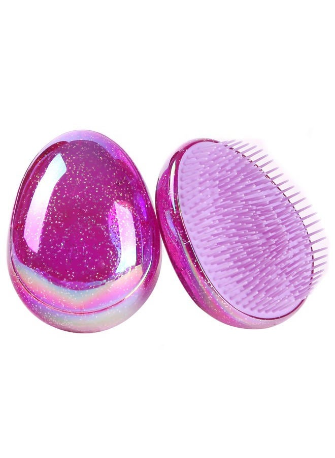 Felico Hair Brush, Detangling Brush Portable Travel, Glitter Egg Shape Anti Static Knots, Air Cushion Massage Detangler Brush for Adults Kids Curly Long Thick Dry Wet Frizzy Damaged Hair - Image 1