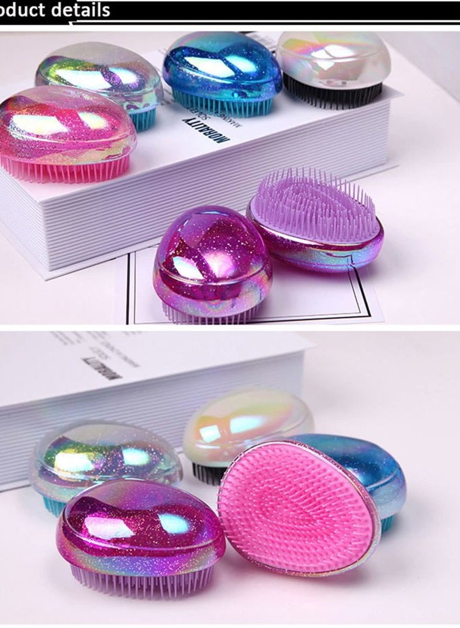 Felico Hair Brush, Detangling Brush Portable Travel, Glitter Egg Shape Anti Static Knots, Air Cushion Massage Detangler Brush for Adults Kids Curly Long Thick Dry Wet Frizzy Damaged Hair - Image 3