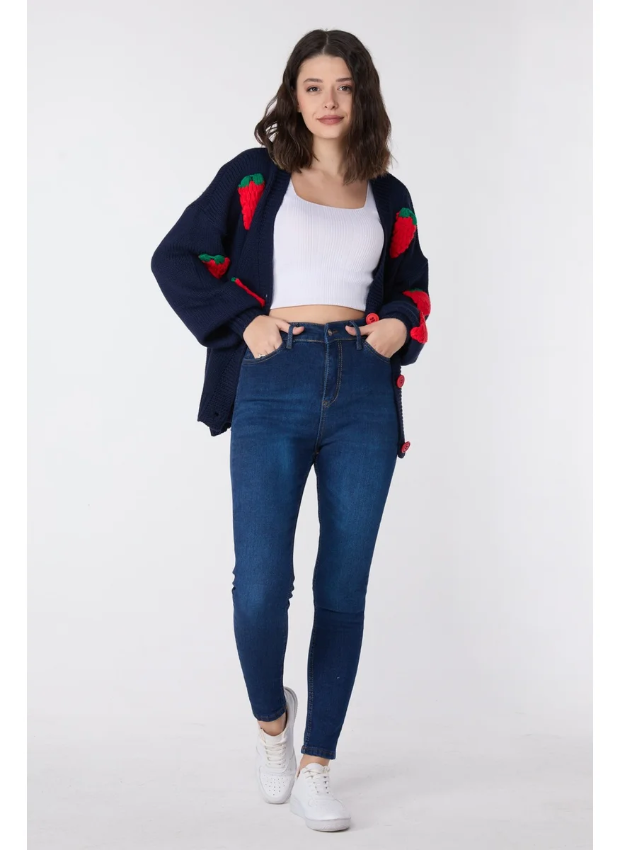 Tofisa 23659-DARK-BLUE Skinny Lycra Jeans