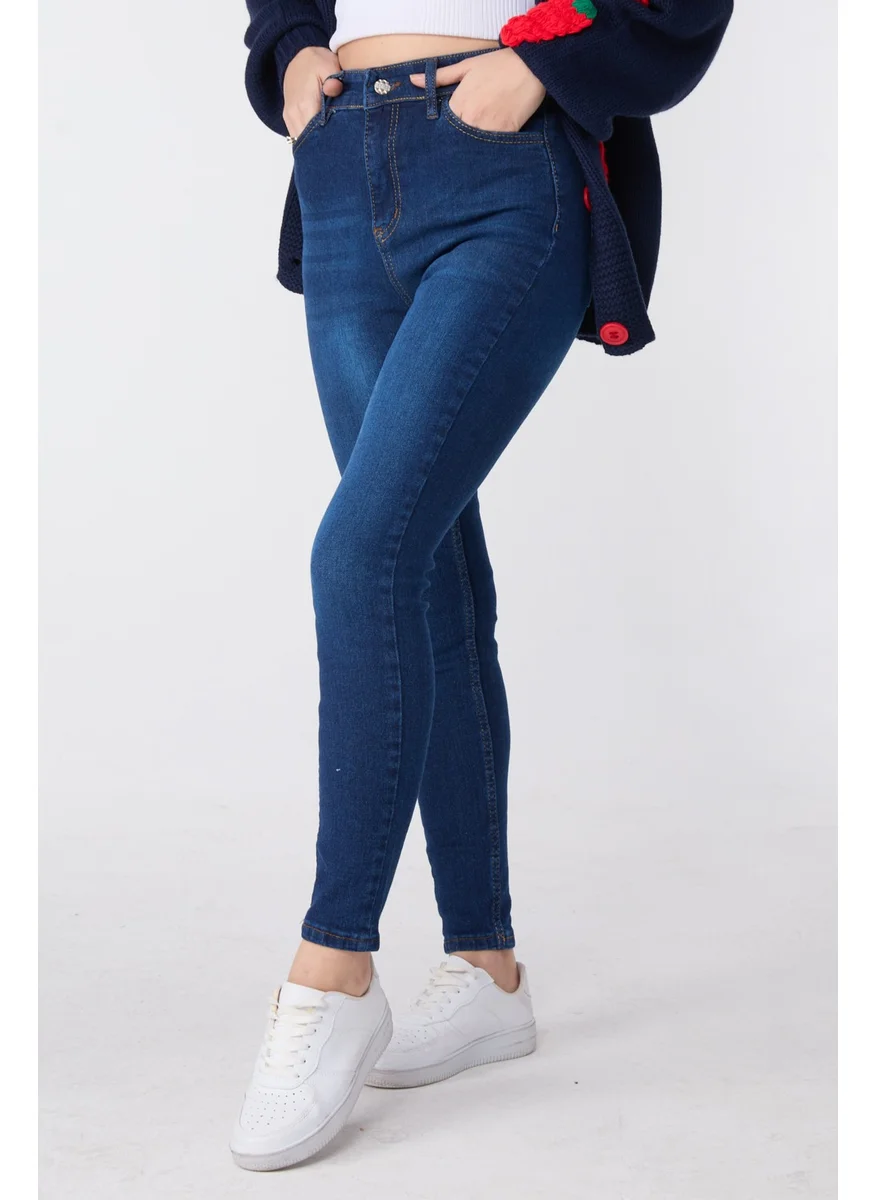Tofisa 23659-DARK-BLUE Skinny Lycra Jeans
